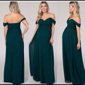 Maternity bridesmaid dress, hunter green.